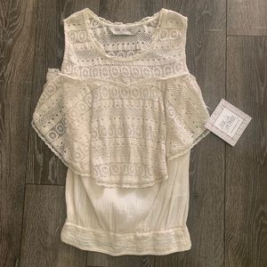 JAK & PEPPAR Summer Days cream lacy tank